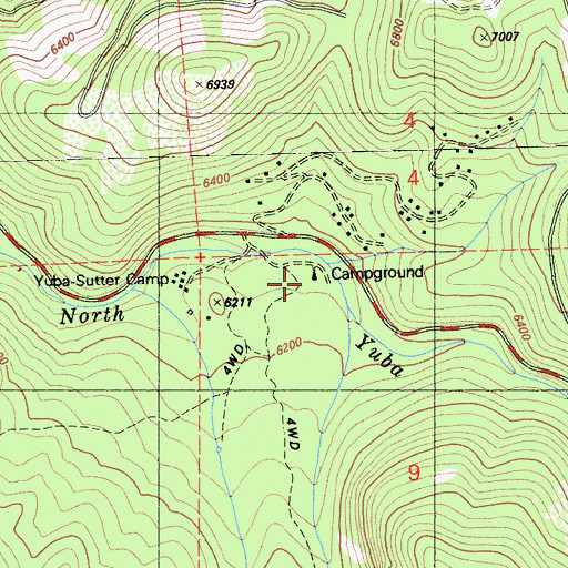 Topographic Map of Lincoln Creek Campground, CA