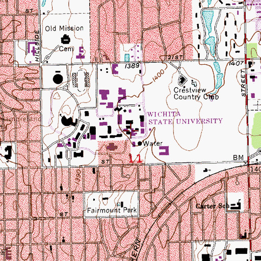 Topographic Map of Wichita State University Visual Communications Building, KS