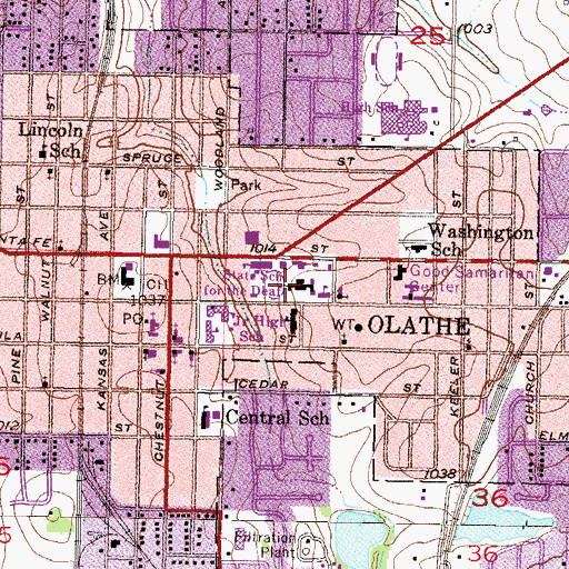 Topographic Map of The Kansas State School for the Deaf Boys Middle and High School Dormitory, KS