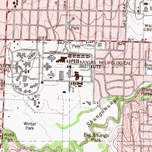 Topographic Map of Kansas Neurological Institute Honeybee Lodge, KS