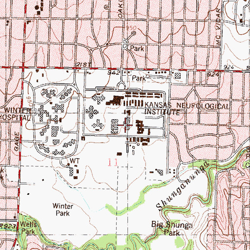 Topographic Map of Kansas Neurological Institute Pleasantview Building, KS