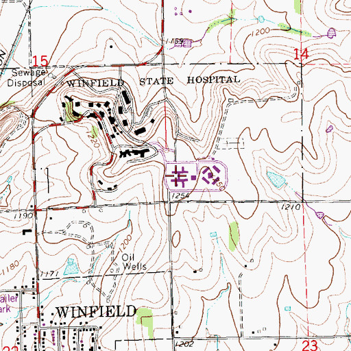 Topographic Map of Kansas Veteran's Home Bleckley Hall, KS