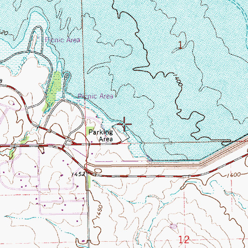 Topographic Map of Cheney State Park West Boat Ramp, KS