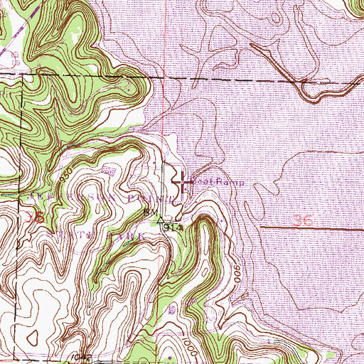 Topographic Map of Perry State Park South Boat Ramp, KS