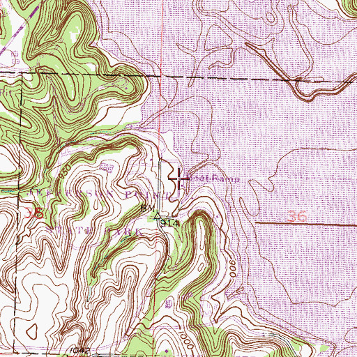 Topographic Map of Perry State Park South Boat Ramp, KS