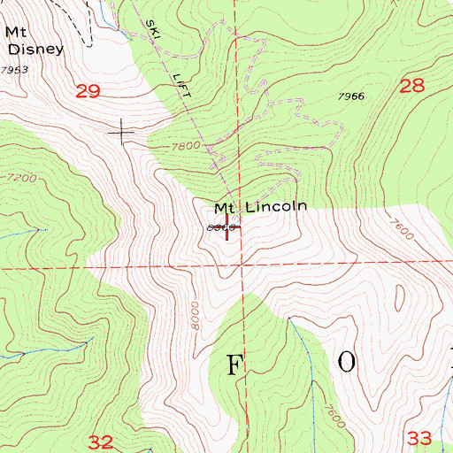 Topographic Map of Mount Lincoln, CA