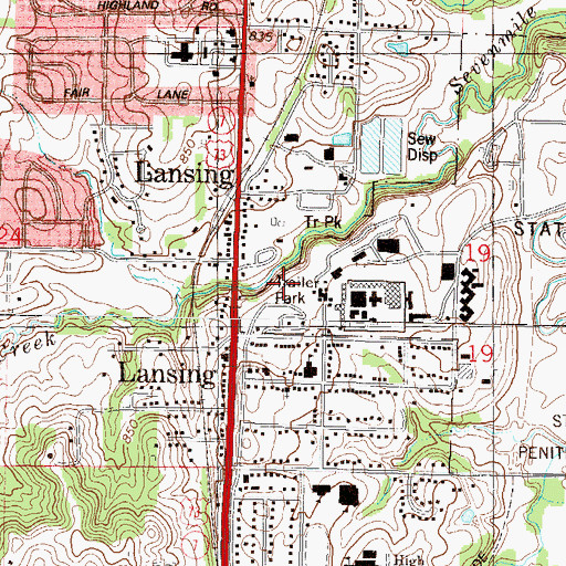 Topographic Map of Lansing Correctional Facility Heliport, KS
