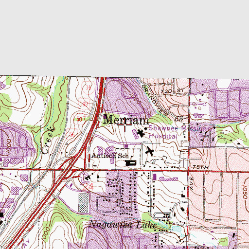 Topographic Map of Shawnee Mission Medical Center Heliport, KS