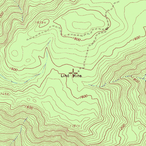 Topographic Map of Lind Mine, CA