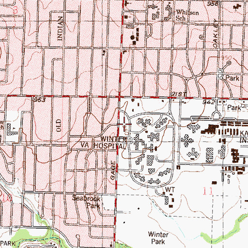 Topographic Map of Colmery - O'Neil Veterans Affairs Medical Center Heliport, KS