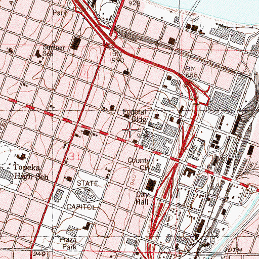 Topographic Map of 512 Jackson Parking Garage, KS