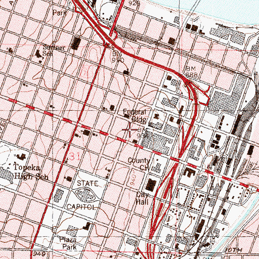 Topographic Map of 512 Jackson Parking Garage, KS