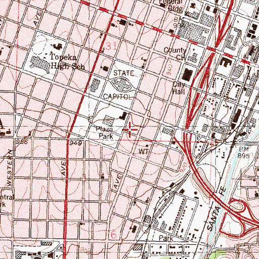 Topographic Map of Charles Curtis Parking Garage, KS