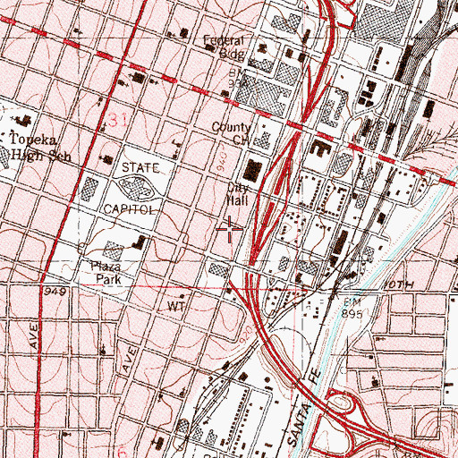 Topographic Map of Ninth Street Parking Garage, KS