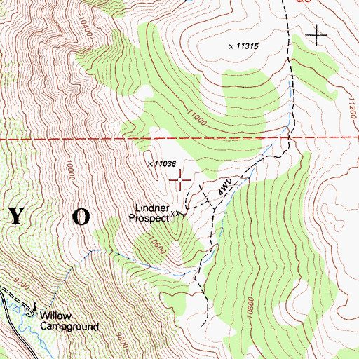 Topographic Map of Lindner Prospect, CA