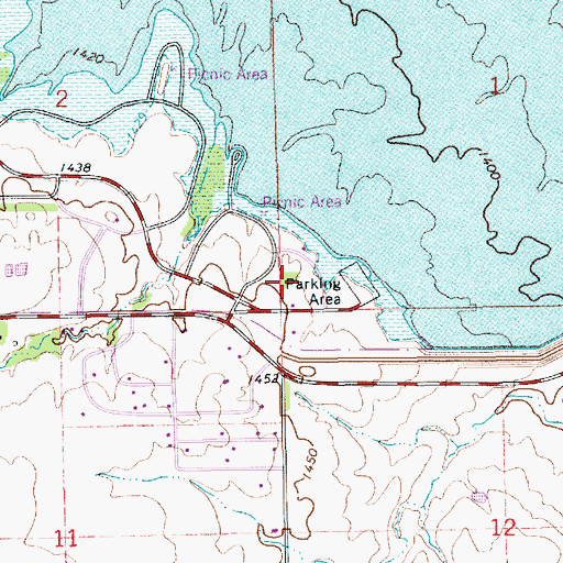 Topographic Map of Cheney State Park Harding Hill Campground, KS