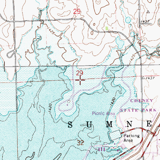 Topographic Map of Cheney State Park Heimerman Point Campground, KS