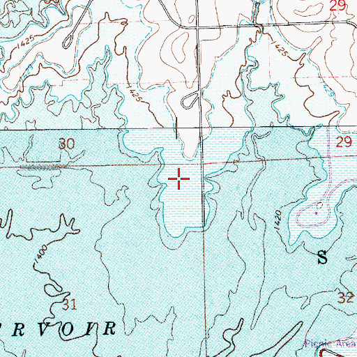 Topographic Map of Cheney State Park M and M Point Campground, KS