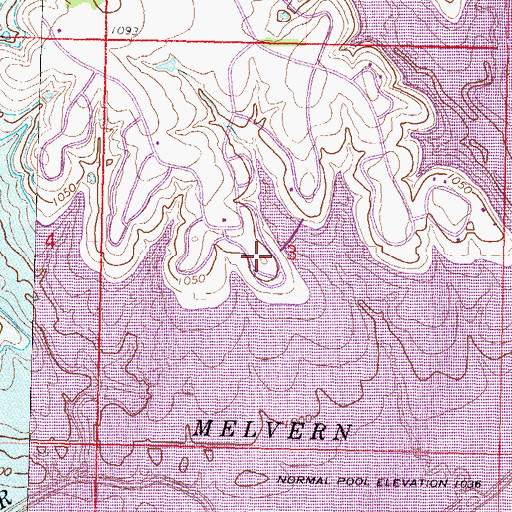 Topographic Map of Eisenhower State Park Blackjack Campground, KS