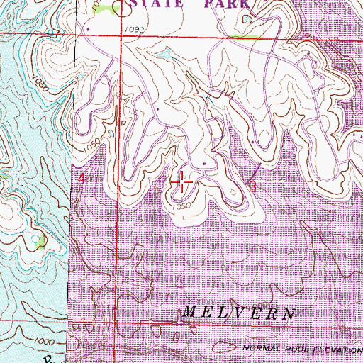 Topographic Map of Eisenhower State Park Churchill Campground, KS