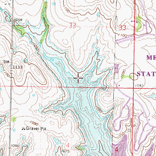 Topographic Map of Eisenhower State Park Cowboy Campground, KS