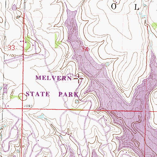 Topographic Map of Eisenhower State Park Fivestar Campground, KS