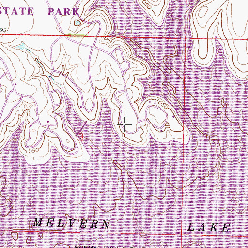 Topographic Map of Eisenhower State Park Sailboat Beach Campground, KS
