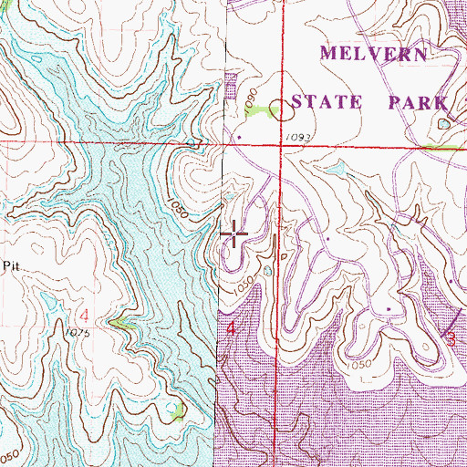 Topographic Map of Eisenhower State Park Westpoint Campground, KS