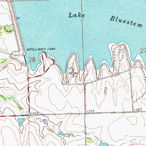 Topographic Map of El Dorado State Park Shady Creek Camping Area, KS