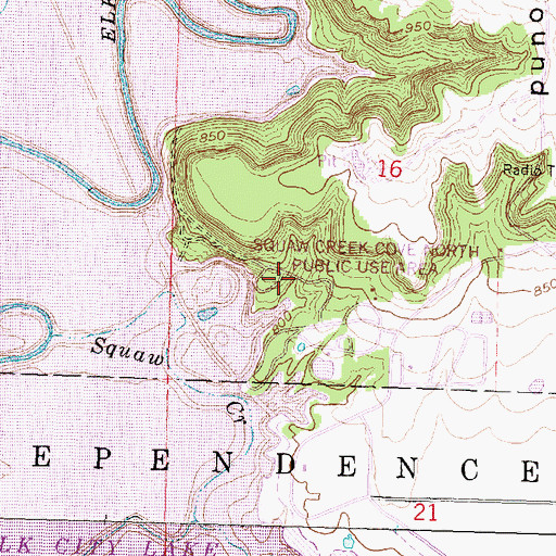 Topographic Map of Elk City State Park Timber Road Camping Area, KS