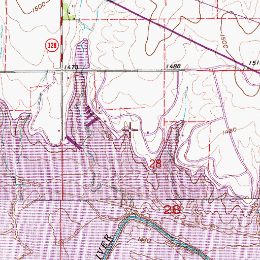 Topographic Map of Glen Elder State Park Cheyenne Campground, KS