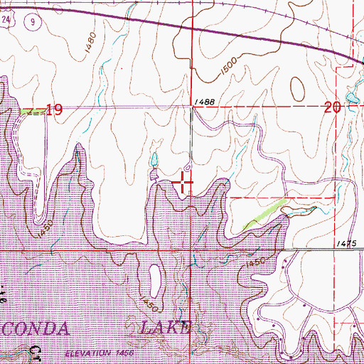 Topographic Map of Glen Elder State Park Uskuts Campground, KS