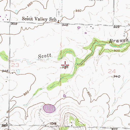 Topographic Map of Hillsdale State Park Rabbit Ridge Camping Area, KS