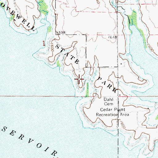 Topographic Map of Lovewell State Park Cottonwood Campground, KS