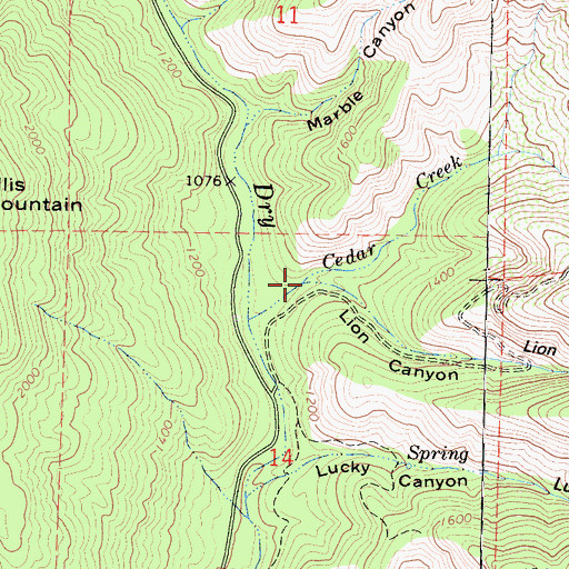 Topographic Map of Lion Canyon, CA