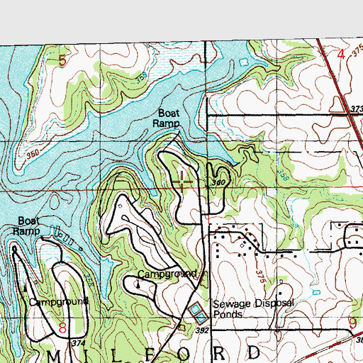 Topographic Map of Milford State Park Walnut Grove Campground, KS