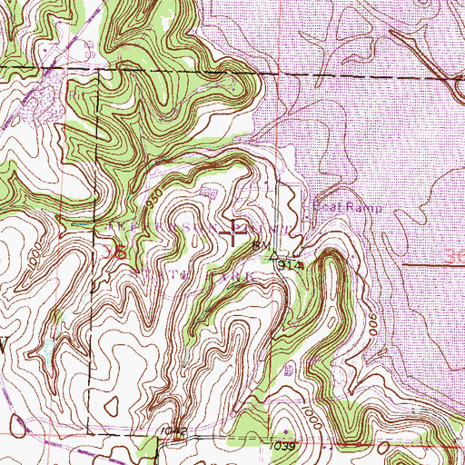 Topographic Map of Perry State Park Cougar Pass Campground, KS
