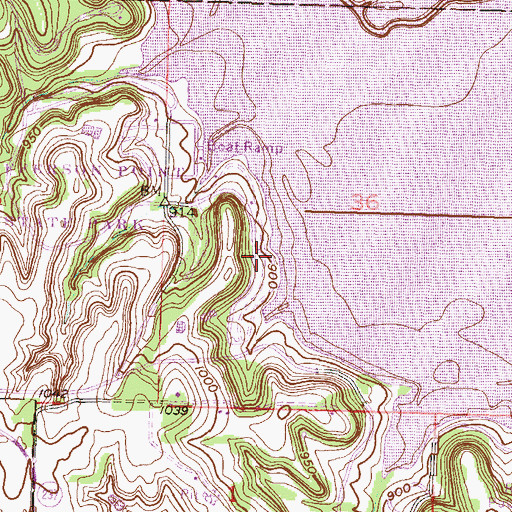 Topographic Map of Perry State Park Hobie Cove Campground, KS