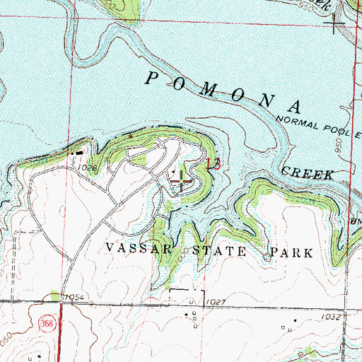 Topographic Map of Pomona State Park Kansa Campground, KS