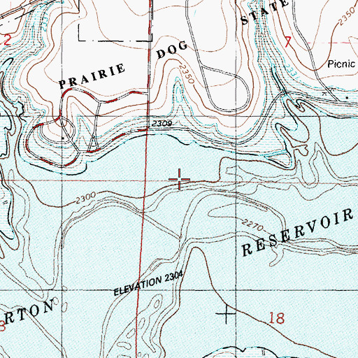 Topographic Map of Prairie Dog State Park West Shoreline Loop Camping, KS