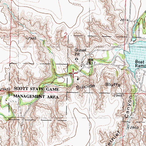 Topographic Map of Scott State Park Timber Canyon Campground, KS