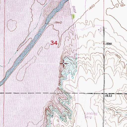 Topographic Map of Webster State Park Canada Campground, KS