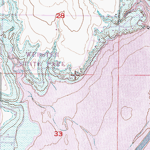 Topographic Map of Webster State Park Lake View Camping Area, KS