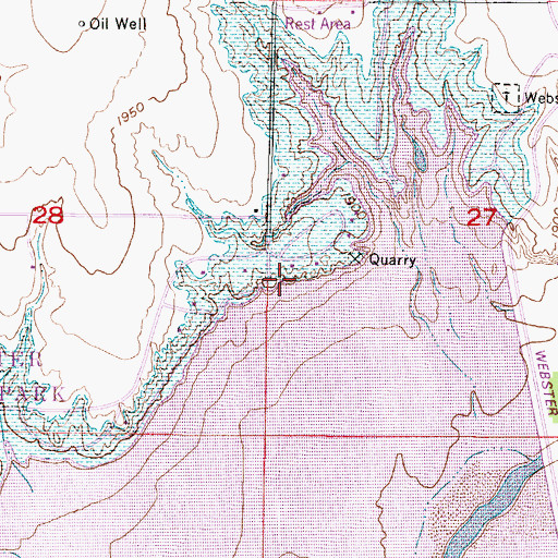 Topographic Map of Webster State Park Mushroom Camping Area, KS