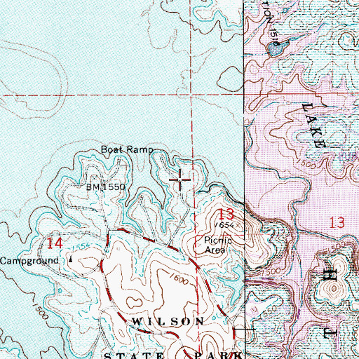 Topographic Map of Wilson State Park Big Bluestem Campground, KS