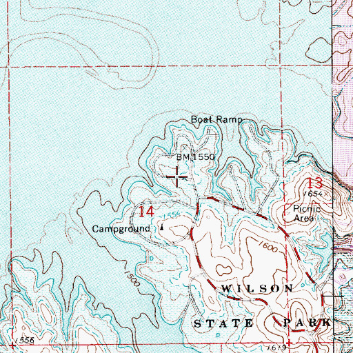 Topographic Map of Wilson State Park Foxtail Campground, KS