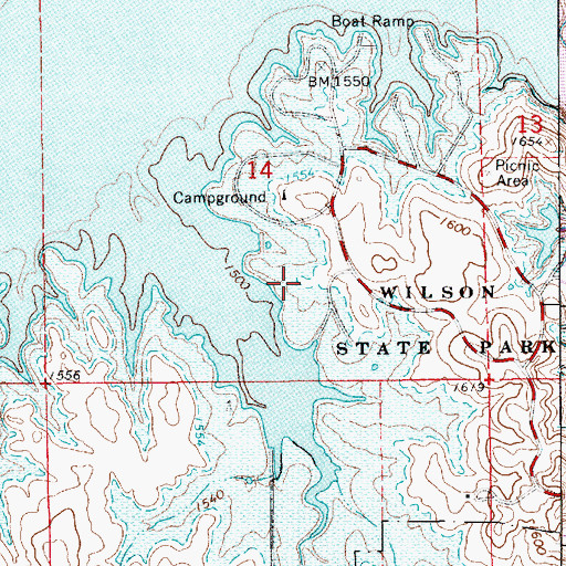 Topographic Map of Wilson State Park Grama Campground, KS