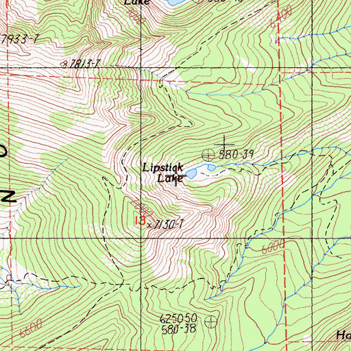 Topographic Map of Lipstick Lake, CA