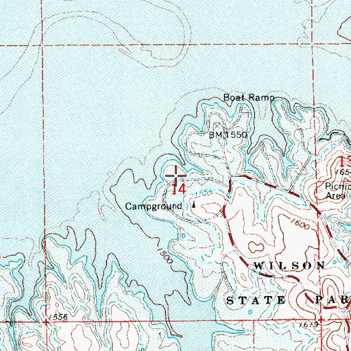 Topographic Map of Wilson State Park Little Bluestem Campground, KS
