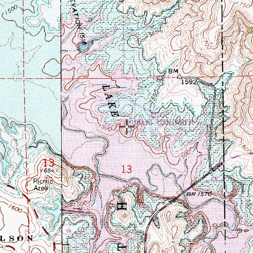 Topographic Map of Wilson State Park Sagewort Campground, KS